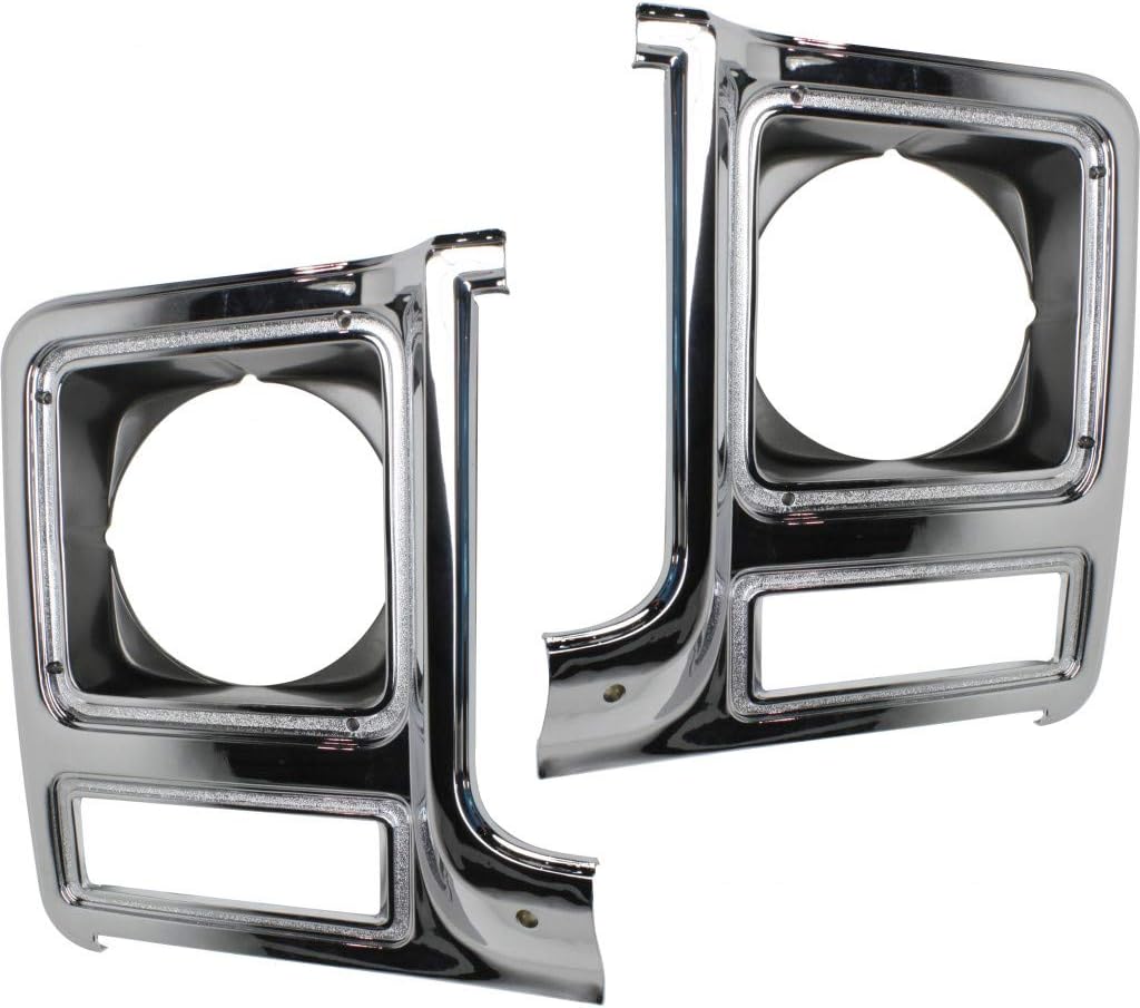Chrome & Painted Dark Argent Round Headlight Door Pair for Chevy C10 C20 C30 1979 1980 W128889