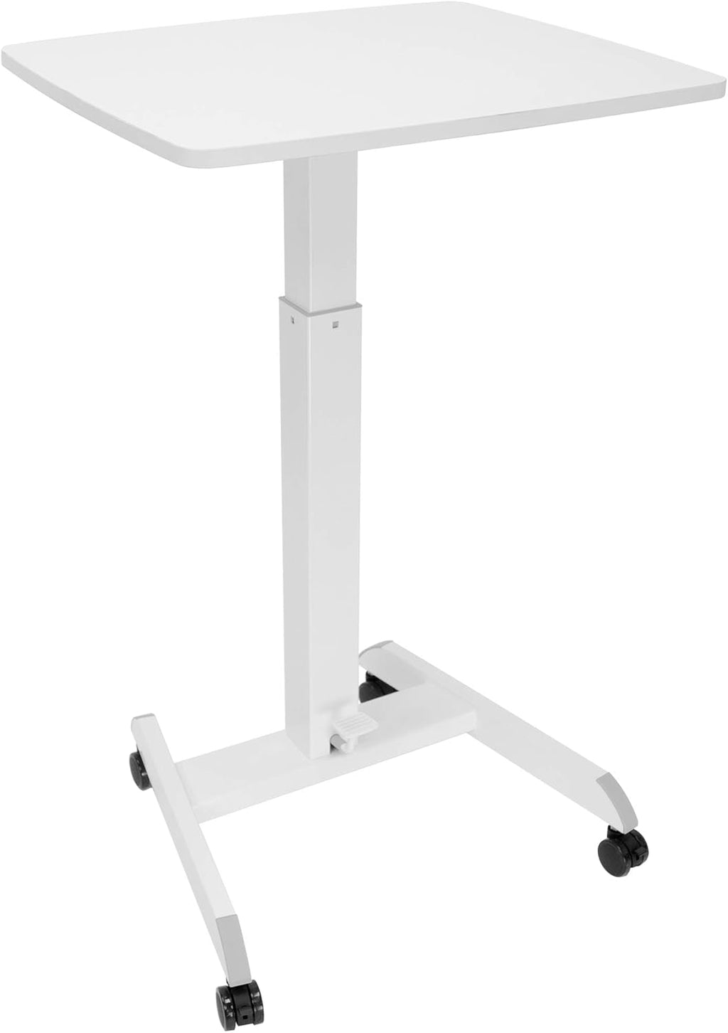 White Adjustable Rolling Laptop Desk with Wheels P16717