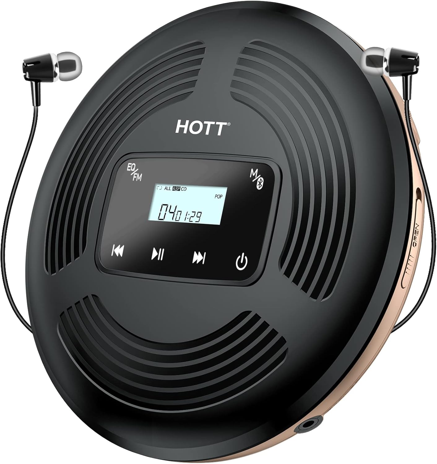 Portable CD Player with Bluetooth FM Transmitter AUX Output Rechargeable 1800mah Touch Button Anti-Skip Shockproof Protection Pack of 2 T506607