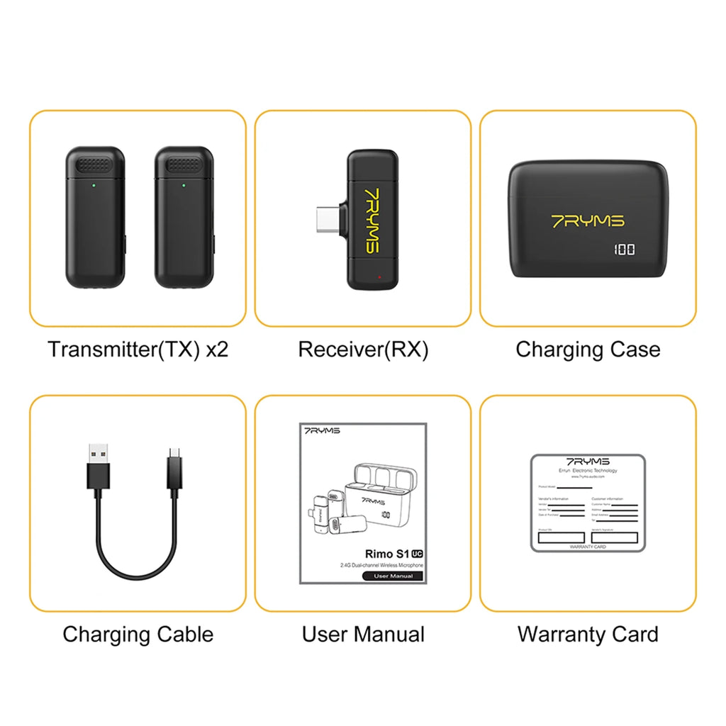 Wireless Microphone System with 50M Transmission Range, Built-in Battery F716495