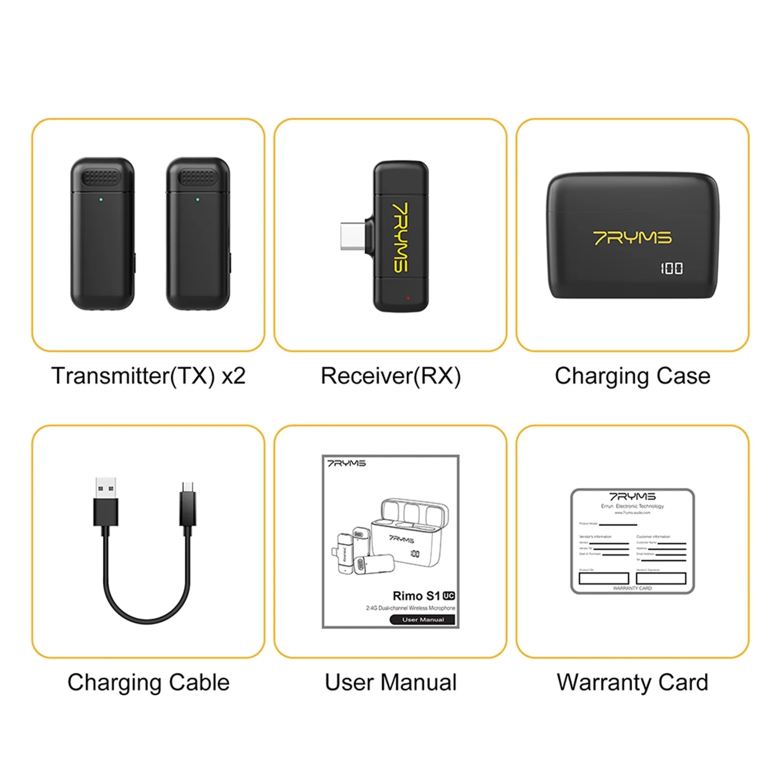 Wireless Microphone System with 50M Transmission Range, Built-in Battery F716495