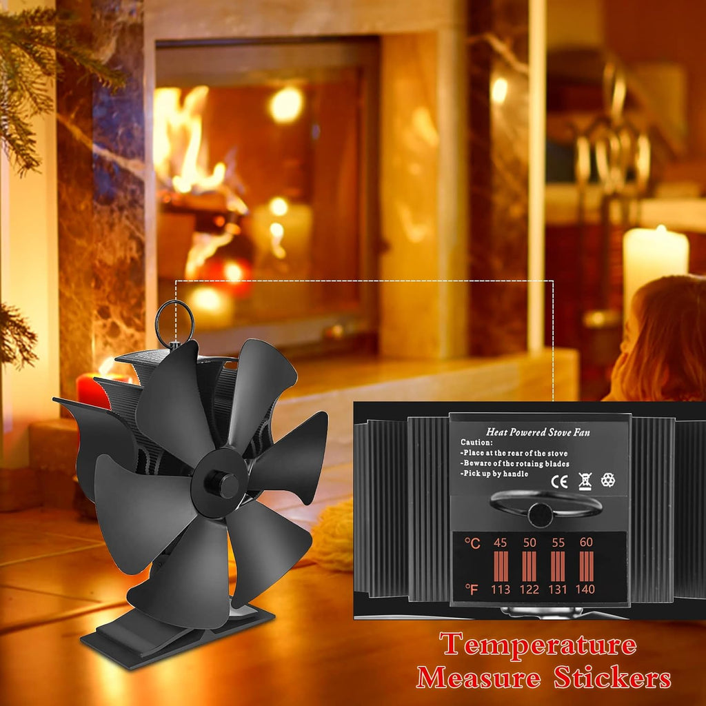 6 Blades Stove Fan with Thermometer Strip Y663035