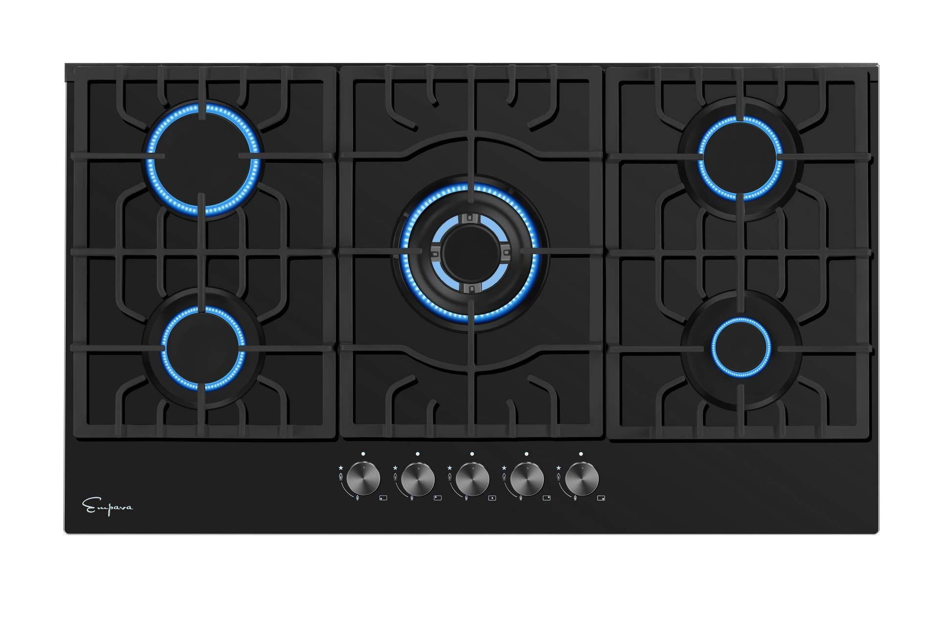 30 inch 5 Burner Gas Cooktop in Black Tempered Glass Z269