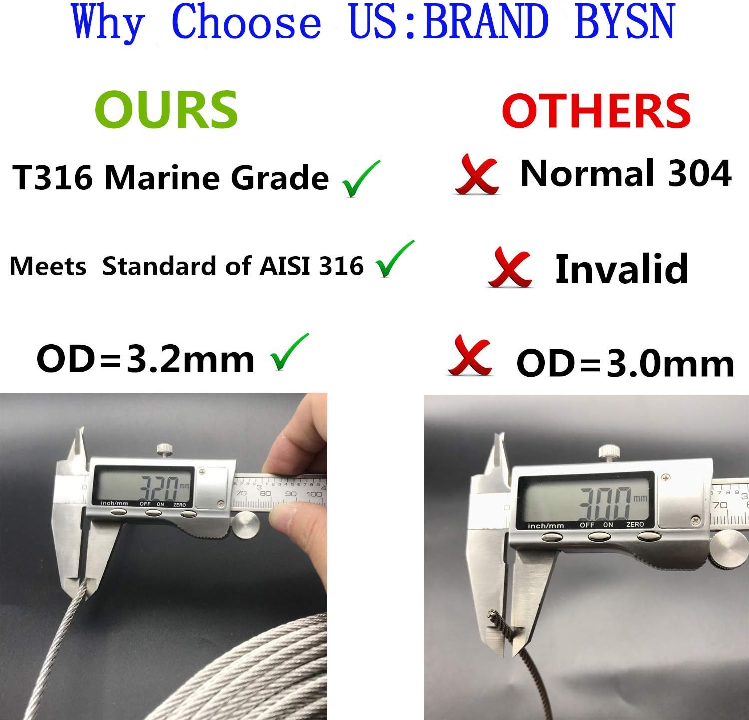 1/8 T316 Stainless Steel Cable, 7 x 7 Strands, 400FT Wire Rope C836